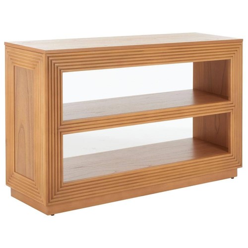 Ines 14.96 in. Natural Rectangle Wood Console Table with Shelf - Picture 2 of 7