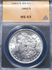 1883-P  Morgan Dollar - ANACS  MS63
