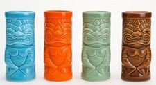 4 Stück Tiki Cocktail Becher einfarbig 350ml/16cm Trinkglas Restaurant Bar Deko