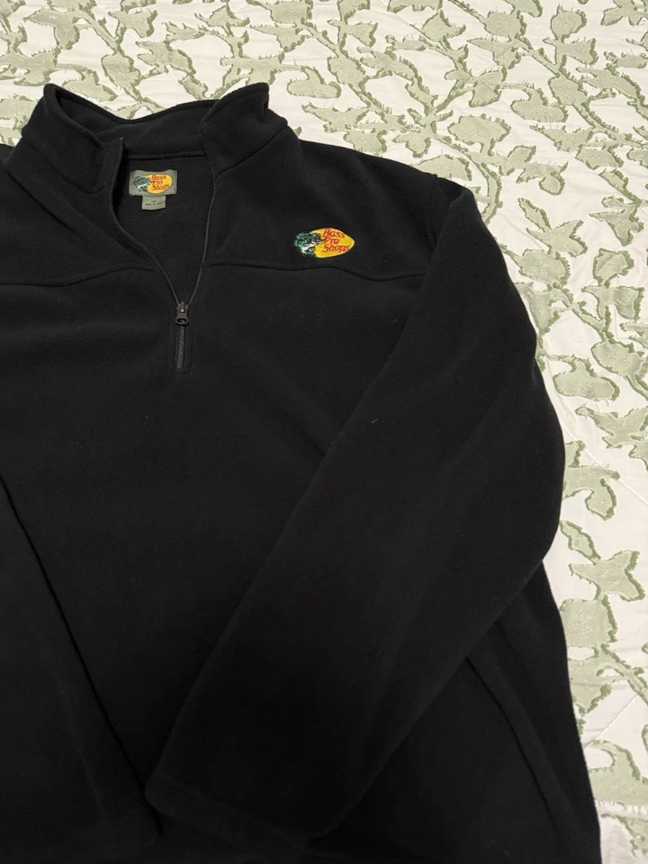 Bass Pro Shops Jacket Mens XL 1/4 Zip Pullover Black Fleece - Image 2 of 4