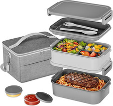 Adults Lunchbox Bento Box with Lunch Bag- 74 OZ All-In-One Stackable Lunch Box f