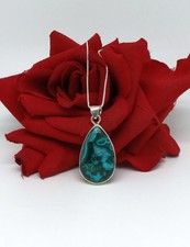 Sterling Silber blaue Chrysokoll 11,58 g 18" Halskette KATZENRETTUNG