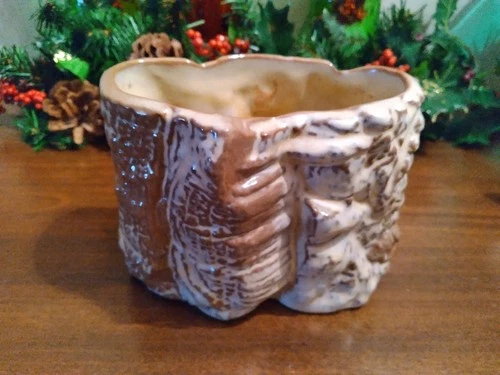 FRANKOMA Pottery Prairie Tree Trunk Bark Planter #83 - ADA CLAY BROWN Vintage