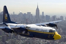 BLUE ANGELS 'FAT ALBERT' C-130 OVER NEW YORK CITY PHOTOGRAPH PHOTO PRINT