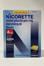 Nicorette 4mg Nicotine Gum 170 Pieces Original Flavor Exp 9/2026 NEW SEALED