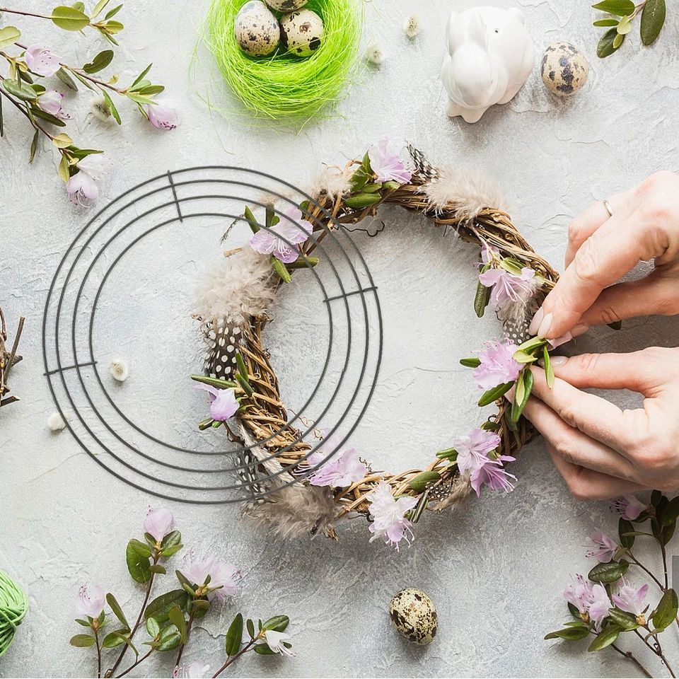 2Pcs Wreath Frame Round Wire Wreath Form for DIY Floral Decorations - image 3 of 4