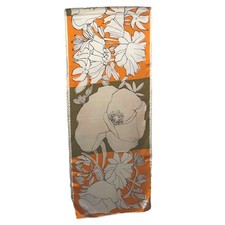 Vintage Vera Neumann Vibrant Orange Floral Long Scarf