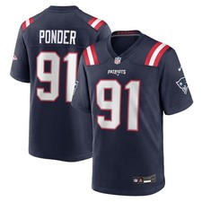 New England Patriots Elijah Ponder #91 Nike Navy 2026 Official NFL Game Jersey