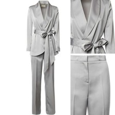Women Suit Double Breasted Jacket Belt Formal Fashion Modern Shawl Lapel