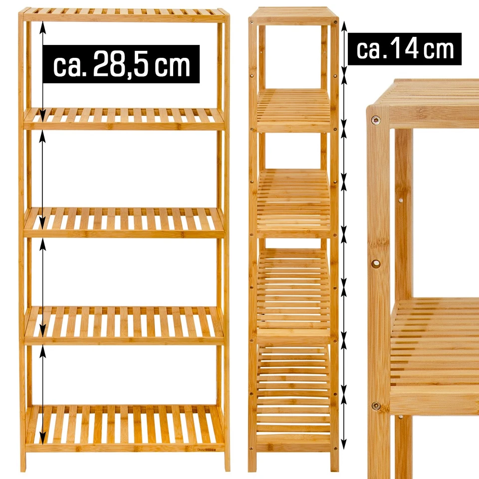 Bambus Regal 130x60 Standregal Bücherregal Küchenregal Badregal Bambusregal Holz - Bild 3 von 4