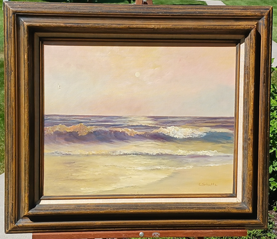 #ad #ad Vintage painting on canvas Luminous Seascape Elizabeth Schultz 1976 signed dated $99.00