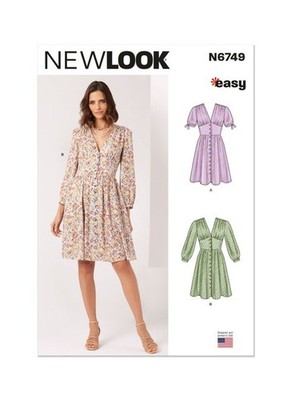 NEW LOOK Schnittmuster 6749 Misses Size Kleid Größe 6-16 einfach ungeschnitten
