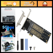 Dual M.2 NVMe PCIe Adapter Card with Heat Sink - Supports 2230/2242/2260/2280 SS