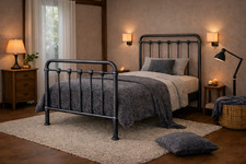 Victorian style Silver and Black Speckled Metal Bed Frame Multiple Sizes#vintage