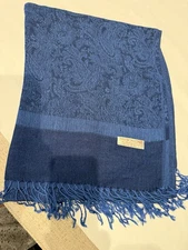 Women’s Royal Blue Pashmina And Silk Scarf Shawl Wrap