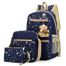 Star Print Girls Backpack Set 3 PCS School Bag Bookbag With Crossbody Bag
