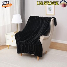 Luxury Faux Fur Throw Blanket Super Soft Reversible Easy Care 50x60 Cozy Bedding