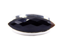 19.2 Gm 925 Sterling Silver Natural Black Onyx Cut Gemstone Fine Ring Size 8" US