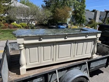 Custom Kitchen Island REAL WOOD w Granite top and Stainless undermount sink.