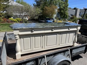 Custom Kitchen Island REAL WOOD w Granite top and Stainless undermount sink.