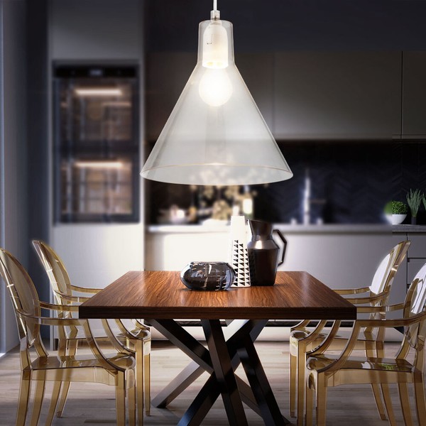 Decken Pendel Leuchte Design HäNge Lampe Transparent Schlaf Zimmer Beleuchtung-image