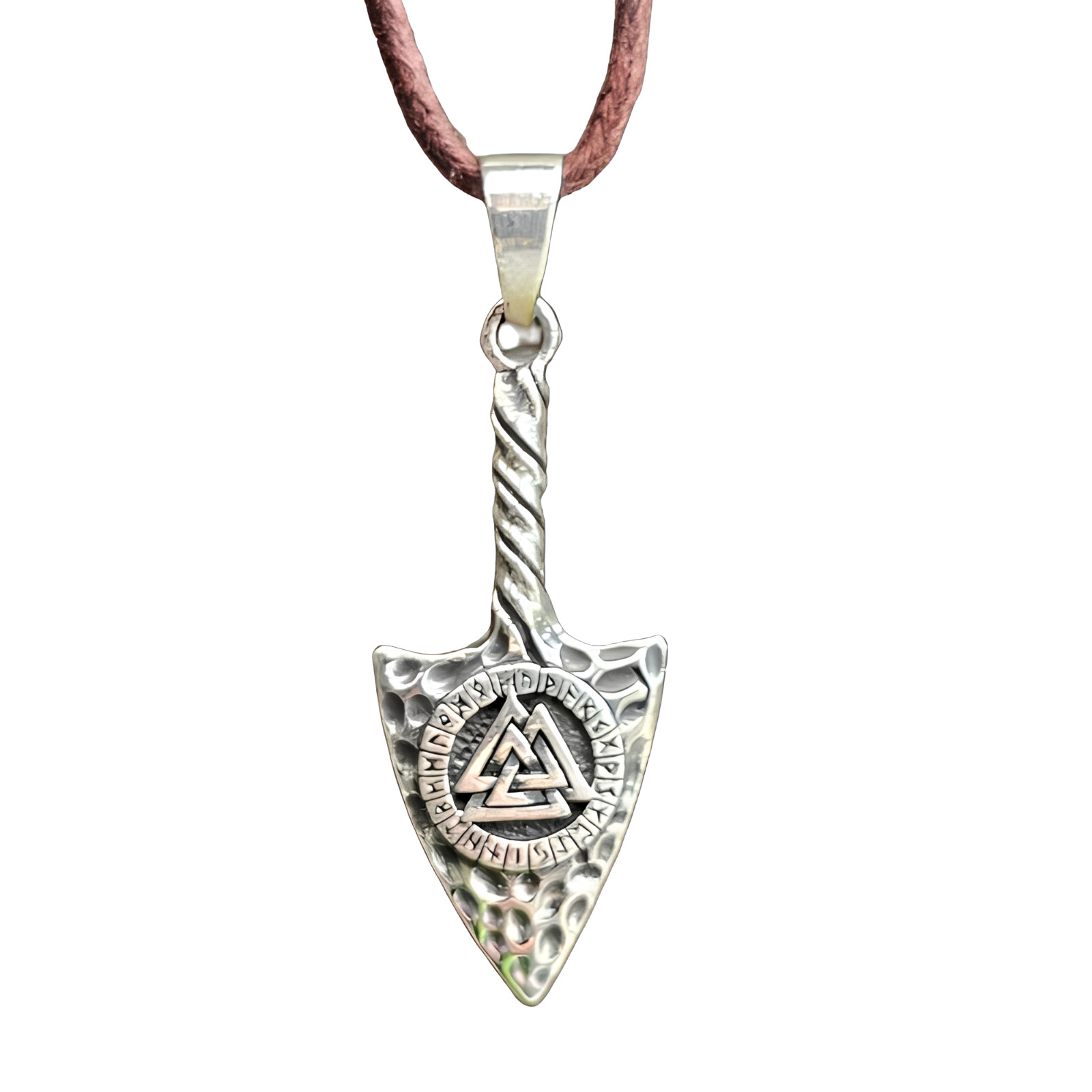 Odin Spear Pendant Valknut Cord Necklace 925 Silver Rune Norse Jewellery & Boxed