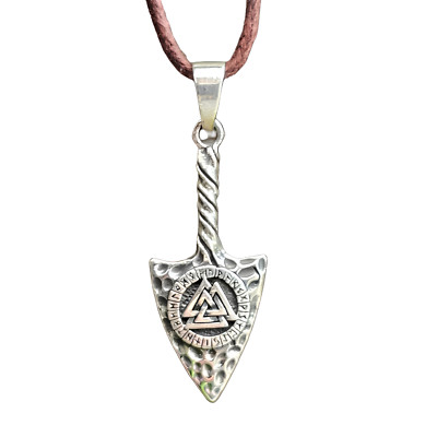 Odin Speer Anhänger Valknut Kordel Halskette 925 Silber Rune Nordisch Schmuck & Box
