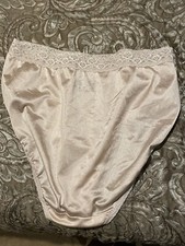 vintage Fruit of the loom Granny Panty nylon, wide lace waist size 8 Beige