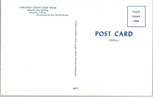 Vintage Postcard Tippecanoe County Courthouse Lafayette Indiana IN - Picture 2 of 3