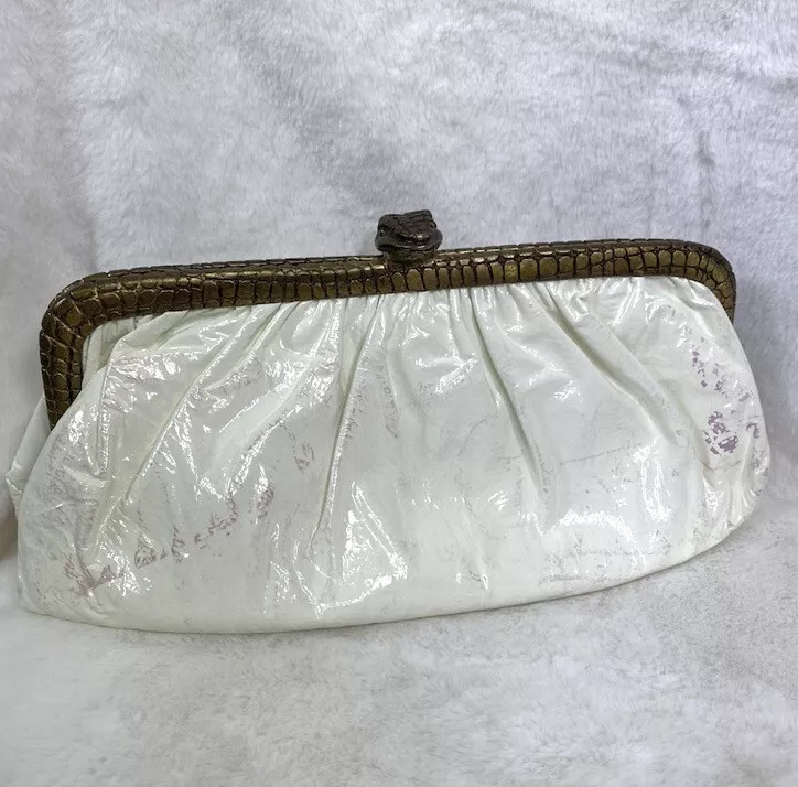 Clara Kasavina Snake Head white Leather clutch