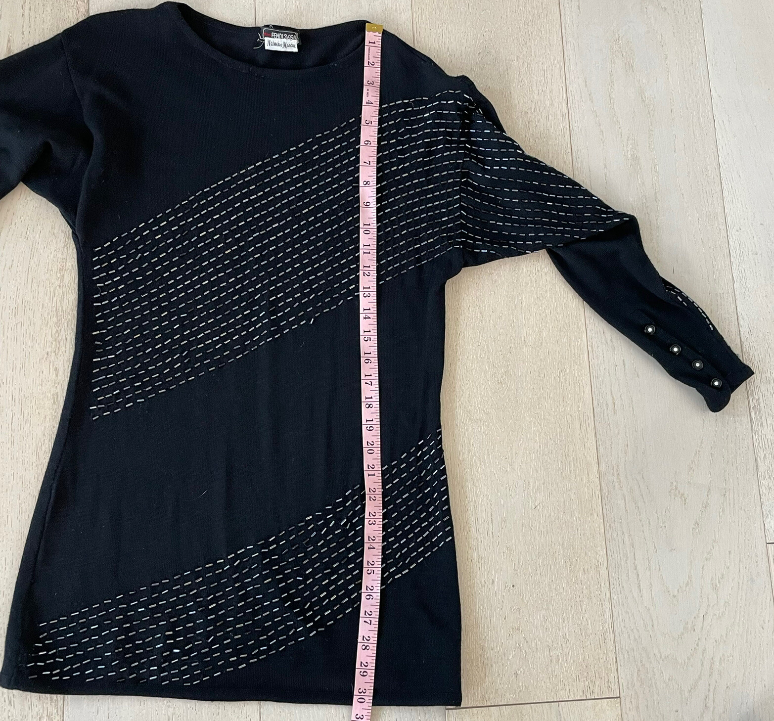Fendi 365 Authentic Vintage Sweater Black Virgin Wool S Pailettes image 6