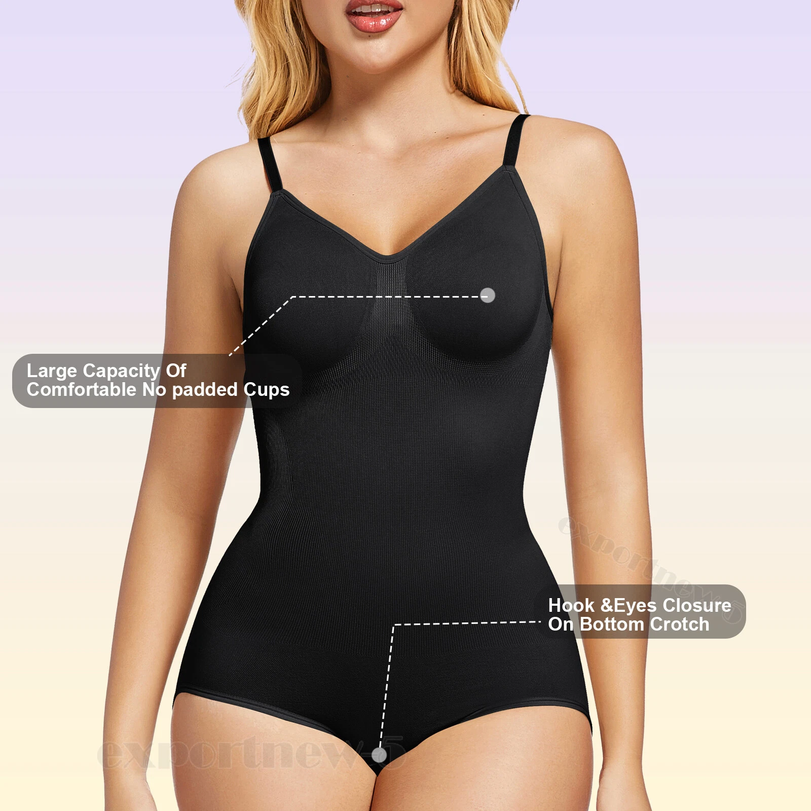 Women's Low Back Bodysuit Tummy Control Seamless Backless Body Shaper Briefs Top