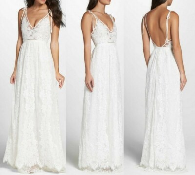HEARTLOOM Belle White Eggshell Lace Charlie Tie Shoulder Gown Dress S = 4/6  | eBay