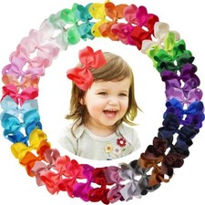 40 Colors Hair Bows for Girls 4.5inch Boutique Grosgrain Ribbon Bows Alligato...