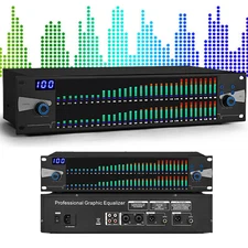 Professional Graphics Equalizer Audio Processor Dual 31-Band Spectrum Display US