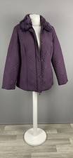 Bhs Size 18 Ladies Quilted Jacket Purple Fur Collar Winter Coat Nwt