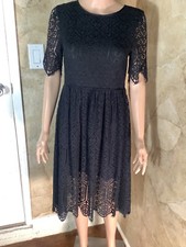 H&M Women  Midi Lace Black Dress - Size 4