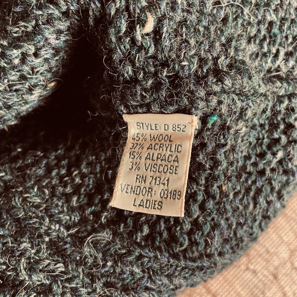 VTG LL Bean Wool Fisherman Sweater Womens Medium Green Chunky Aran eBay