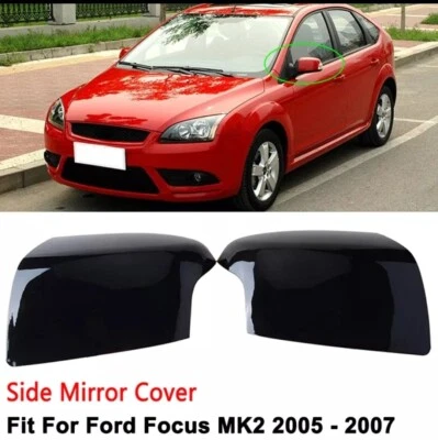 Coques Retroviseur Noir Brillant pour Ford Focus Mk2 ST Line 2005 2008 Phase 2
