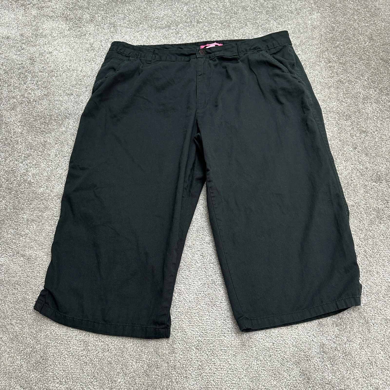 Woman Within Natural Fit Capri Cropped Pants Women 22WP Black Wide Leg 40x18.5