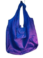 Large Reusable Shopping Bag Eco-Friendly Foldable Tote Long Handle Grocery Blue