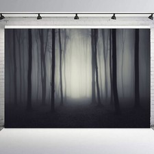 10x8ft Spooky Grey Misty Forest Horror Halloween Photo Background Studio Props