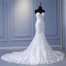 New Vintage Lace Beaded Sequined Wedding Dresses Strapless Mermaid Sexy Gowns