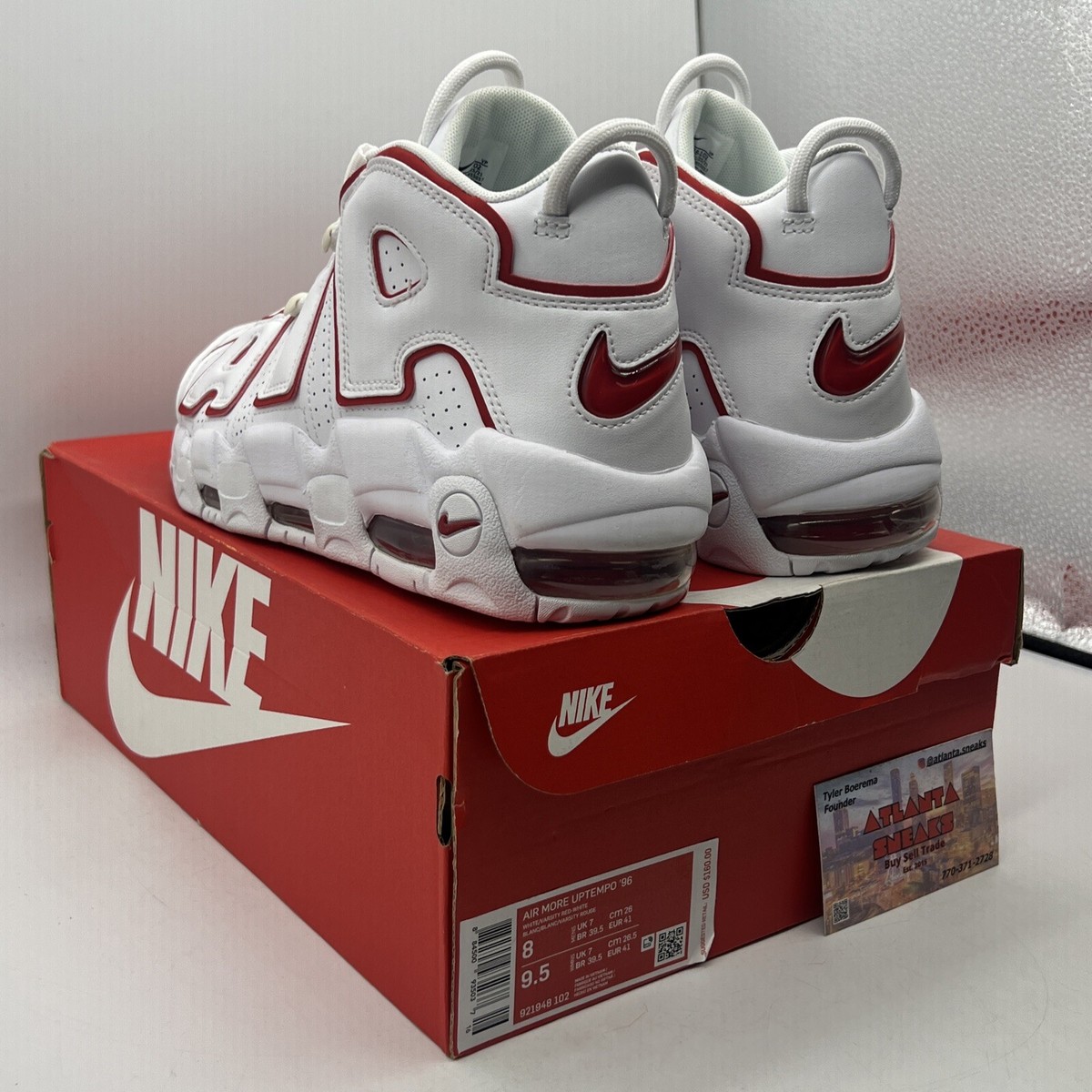 Size 8 - Nike Air More Uptempo White Varsity Red 2018 Leather