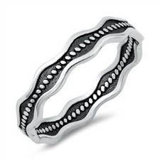 Stackable Oxidized Bead Wave Ring Sterling Silver Available in Sizes 4 to 12 NEW