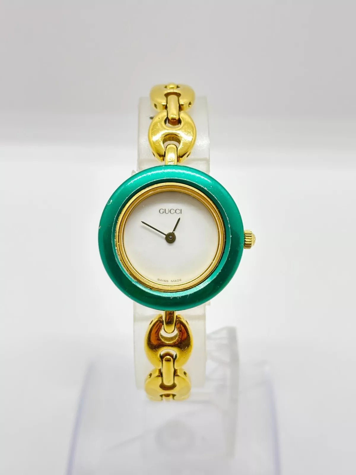 [Exc+4] Montre GUCCI Change Bezel 11/12.2 Cadran Or Vert Occasion Fonctionne F/S