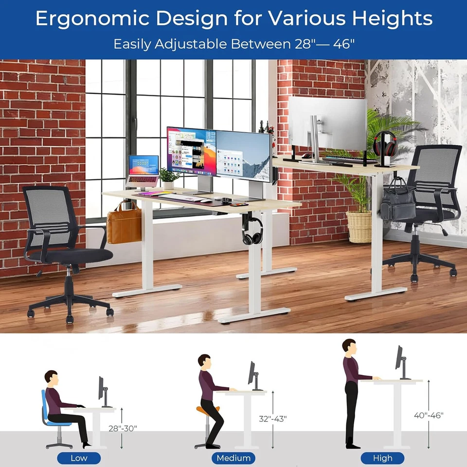 40" Modern Height Home Office Table Standing Electric Desk - Image 3 of 4