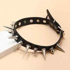 Spiked Leather Collar Necklace Punk Rock Goth