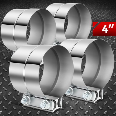 4Pcs 4'' T304 Stainless Steel Lap Joint Band Muffler Exhaust Pipe Clamp Sleeves