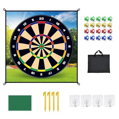 Golf Chipping Dart Game Mat Set With 20 Sticky Balls Ground Stakes Hanging Hooks